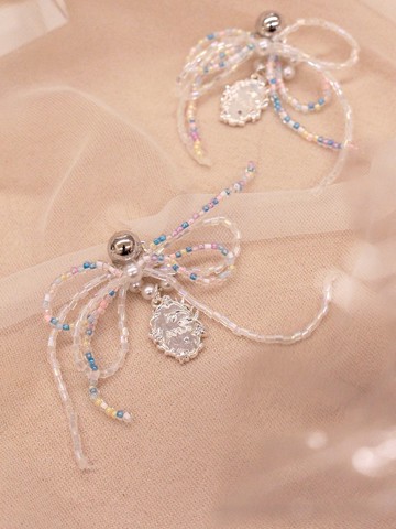 情歌播放。(2way)MUCHAT手作彩色蝶結花圈耳環