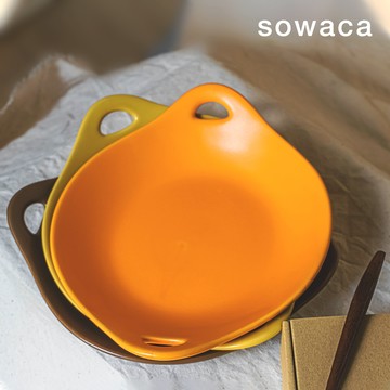 日本手工名陶 - 美濃燒 Sowaca 雙耳多用途陶盤 (多色可選) - 芥末黃