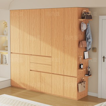 公司貨 免運開票 支持訂製 全實木橡木衣柜新款洞洞板衣柜爆款家用臥室主臥免拉手柜子 全家定制 衣櫃 衣櫥 衣帽間 櫃子 收納櫃P