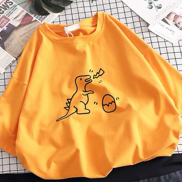 情侶T 現貨 情侶裝 純棉短T MIT台灣製【YC703】短T 簡約線條恐龍 哇! 誰的蛋破了!!快速出貨