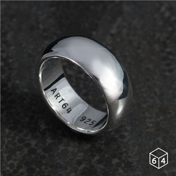ART64 手工厚版素戒 曲面8mm 925純銀戒指 男生戒指