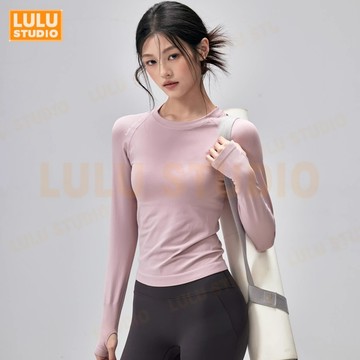 LULU【運動上衣】速幹健身服 長袖瑜珈服 瑜伽服 裸感瑜伽T恤 輕彈健身服 大尺碼女裝