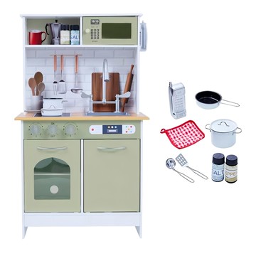 TEAMSON 小廚師 波士頓現代玩具廚房 - 綠色/白色  Olive Green  1個  56.5 x 30.5 x 95.3cm