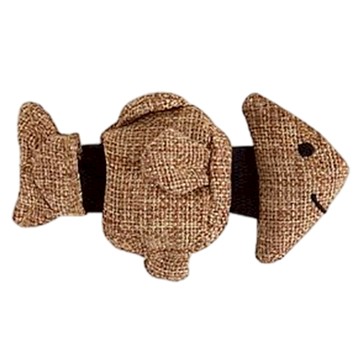 傑克森 抗憂小魚 貓玩具 天然棉材質 互動趣味 舒緩壓力 安全無毒  小  抗憂小魚 棕色  1個