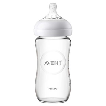 PHILIPS AVENT 新安怡 親乳感玻璃防脹氣奶瓶 法國醫療等級玻璃瓶身 寬口徑設計易清洗 不含雙酚A 240ml 1個月以上(慢流量)  1個
