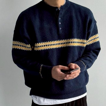 【Metanoia】🇰🇷韓製 北歐亨利領針織衣