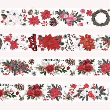 聖誕綻放 – 花卉霧面 PET 和紙膠帶