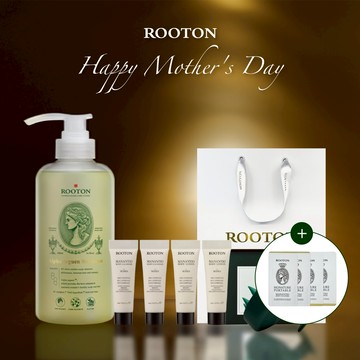 快速出貨【ROOTON】感謝媽媽🌷甦活植萃洗髮精500ml+淨粹植潤沐浴膠10ml x2+淨粹植潤身體乳10ml x2+頭皮按摩梳+燙金禮袋