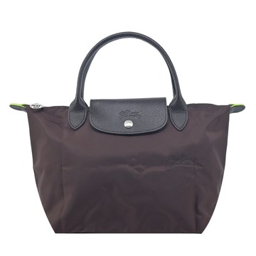 LONGCHAMP LE PLIAGE GREEN系列刺繡手提水餃包(小/摩卡棕)1621-919-002