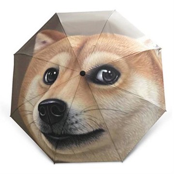 創意哈士奇印花雨傘防紫外線防曬太陽傘小巧兩用折疊晴雨傘防曬傘