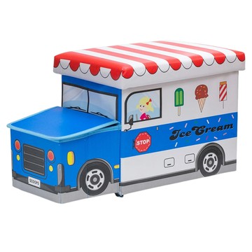 卡通汽車造型收納箱 冰淇淋車  藍色  1個  40cm/15.7in x 25cm/9.8in x 31cm/12.2in