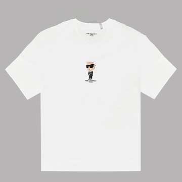 KARL LAGERFELD 卡爾 Q版老佛爺圖樣棉質短T恤.白