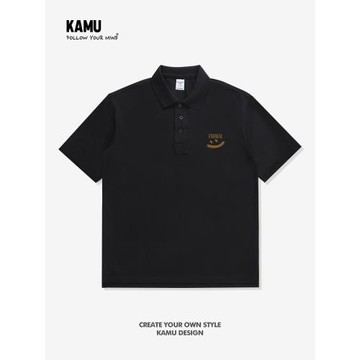 日系簡約商務短袖polo衫男潮牌寬松港上衣服ins潮流休閑百搭體恤