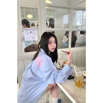 P3-【限時特賣】 襯衫女 女生襯衫 襯衫外套 防曬外套 韓版襯衫 條紋印花防曬襯衫外套女夏季2024新款寬鬆法式上衣設