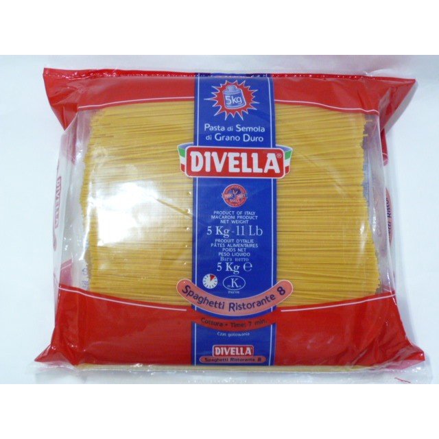 ディベラ スパゲティ用パスタ 業務用　No.8 1.75mm ５kg Divella 最速出荷!! 平日午前中のご注文は当日出荷!!