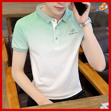 🔥polo衫男 上衣短袖男 男polo衫短袖 短袖潮牌 工作polo衫 排汗polo衫男 夏季新款纯棉短袖T恤男士渐变