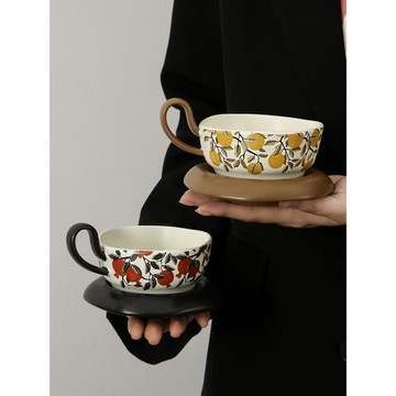 中古風咖啡杯碟套裝復古高顏值馬克杯子高檔精致下午茶杯情侶對杯