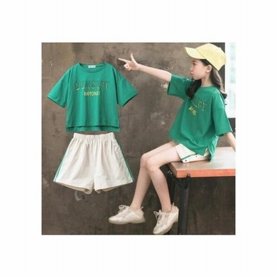 子供服セットアップ女の子半袖夏2点セットtシャツ短パンヒップホップ韓国子供服キッズ可愛いおしゃれ小学生通学着新品 通販 Lineポイント最大get Lineショッピング