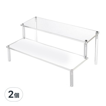 收納部屋 壓克力 20cm 雙層 透明色 階梯式 公仔展示架  2個