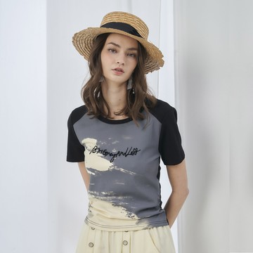 CLL巧玲瓏 抽象雲彩造型上衣(黑色) 7133113