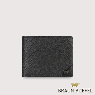 【BRAUN BUFFEL 德國小金牛】台灣總代理 加利恩-A 4卡零錢袋皮夾-黑色/BF561-315-BK