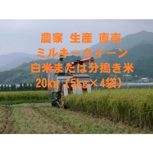 20kg（5kg×4袋）令和５年産新米 ミルキークイーン 白米または分搗き米 分搗き米 クリーン白米（無洗米）対応