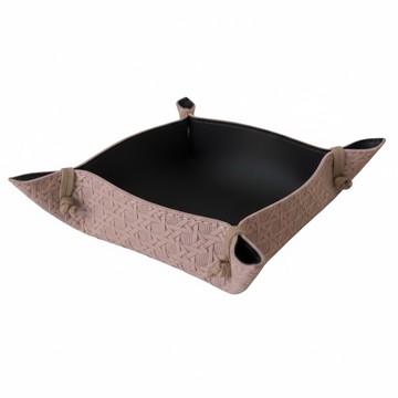 浮雕紋理皮革收納盤 藕咖色 20x20cm  1個