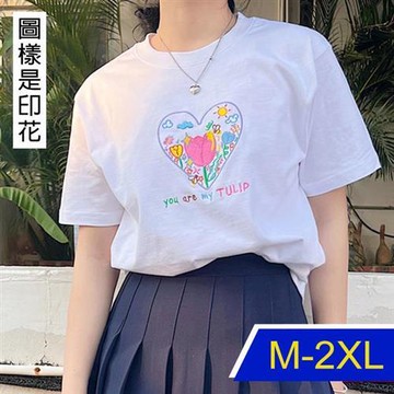 【韓國K.W.】金枝玉葉天絲棉花版好氣色上衣(休閒/T恤/印花/小香風/中大尺碼)