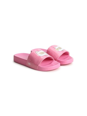 Karl Lagerfeld Kids - Ikonik Choupette logo-print slides - kids - Polyester/Fabric/Artificial Leather/Rubber - 30 - Pink