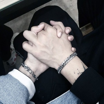 網紅不掉色手鏈男潮流個性手飾女ins情侶手環閨蜜暗黑鏈條手鐲酷