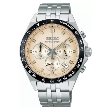SEIKO 精工 CS 計時碼錶 日系三眼腕錶 米色 (SBTR045J/8T63-02R0S)
