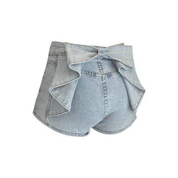 日常好駕馭 百搭小眾顯瘦蝴蝶結牛仔短褲高腰修身美式復古熱褲子