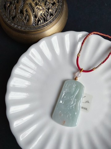 文殊菩薩 天然緬甸玉翡翠 吊墜 項鍊 開智慧 定心 安神 守護