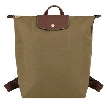 LONGCHAMP LE PLIAGE系列再生尼龍摺疊後背包(中/橄欖綠)