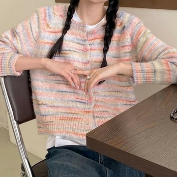 【巴黎精品】針織外套長袖針織衫-秋冬漸層設計粉色女外套a1cv68