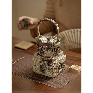 窯變敦煌印象溫茶爐蠟燭加熱溫茶器陶瓷家用中古風煮茶底座暖茶爐