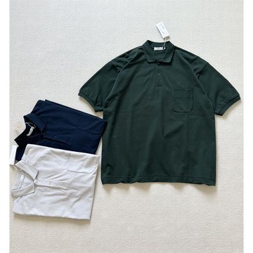 自留！復古日單純色寬松S/S Polo Shirt珠地棉翻領短袖