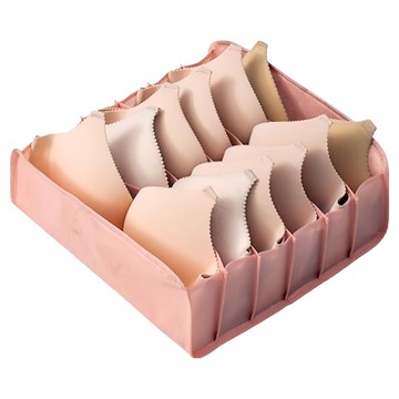 iSFun 分隔無紡布內衣褲子抽屜收納盒 內衣6格款  1個  粉色