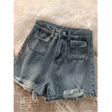 已售9642件💖REOY 高腰牛仔褲 短褲 夏季 女生短褲 a字褲 復古 破洞 毛邊牛仔褲 設計感 闊腿褲 熱褲 女牛