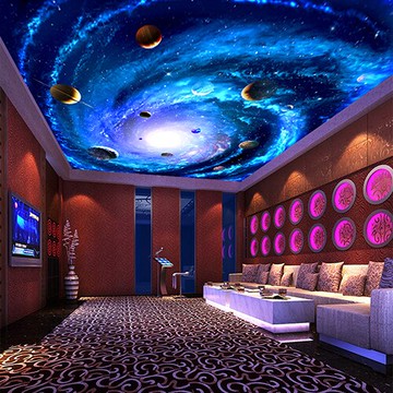 3d北歐手繪幾何天棚吊頂壁畫客廳臥室背景墻壁紙星空天花板墻紙