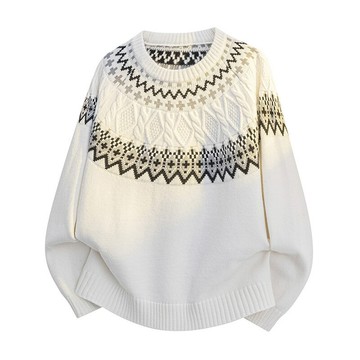 【巴黎精品】現貨+預購 美式復古針織衫針織上衣長袖毛衣秋冬保暖寬鬆大碼休閒男裝-復古花紋寬鬆3色a1ma37