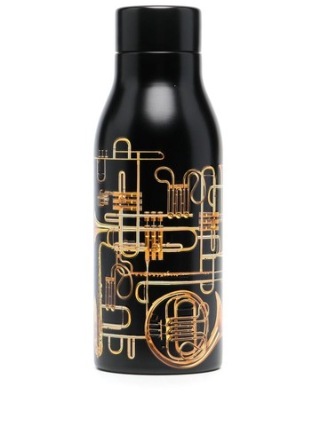 Seletti - trumpet-print water bottle - women - stainless steel - One Size - Black