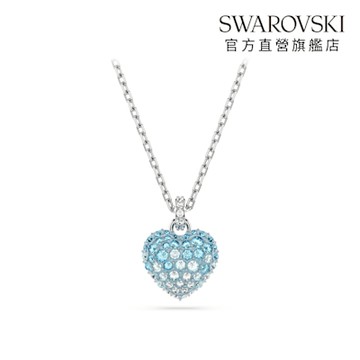 【SWAROVSKI旗艦店】Idyllia 鏈墜 心形 藍色 鍍白金色 項鍊 施華洛世奇 官方直營