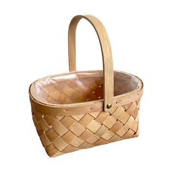 手提竹編花籃【過年拜拜】竹編籃 提籃 竹籃 花籃 藤編籃 籃子 水果籃 手提籃 手提編織籃 草編籃 編織籃子 野餐籃