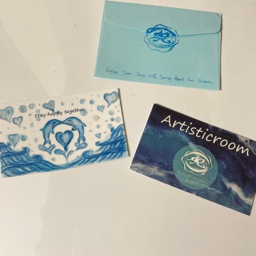 海洋萬用卡連信封套 - 原創水彩畫風 -  親親中華白海豚