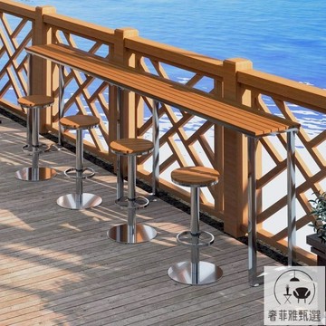 免稅 開統編 戶外不銹鋼吧臺椅旋轉高腳凳公園庭院奶茶店吧椅工業風酒吧椅子 PDD-155戶外桌椅