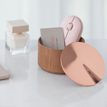 camino｜DIEGO 金屬/粉彩 原木圓盒 黃銅 紅銅 黃色 三色 - 金屬圓盒 自然木X貴氣黃銅