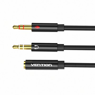 VENTION BHD系列 雙TRS 3.5mm公對3.5mm母 音頻轉換線0.3m