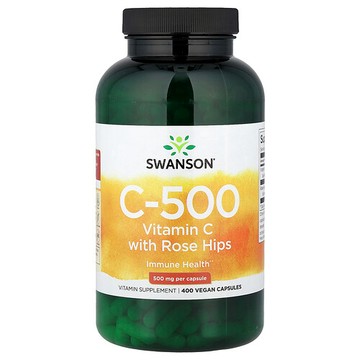 Swanson Vitamins, C-500，含玫瑰果的維生素 C，400 粒全素膠囊