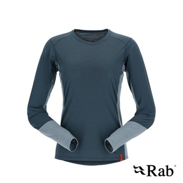 【英國RAB】 Syncrino Base LS Tee Wmns 羊毛混紡長袖排汗衣 女款 獵戶藍 #QBL33